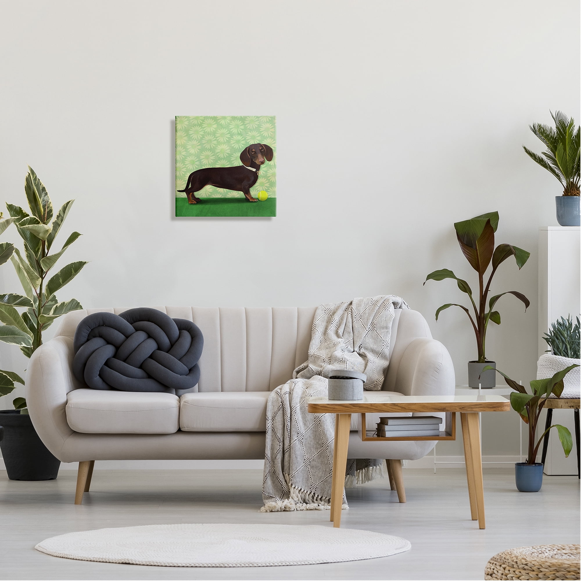 Stupell Industries Dachshund & Tennis Ball Animals & Insects Painting Gallery Wrapped Canvas Print Wall Art, 17 x 17