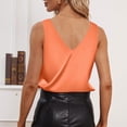 thumbnail image 5 of Womens Silk Satin Tank Tops V Neck Casual Solid Color Cami Sleeveless Camisole Blouses Summer Basic Work Tank Shirt Orange XL, 5 of 7