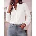 thumbnail image 3 of PRETTYGARDEN Women's Floral Embroidered Button Down Shirts | Ladies Dressy Fall Blouses, Long Sleeves, Ruffle Neck, Elegant Boho Eyelet Tops for Work, Business & Spring Casual Outings, 3 of 9