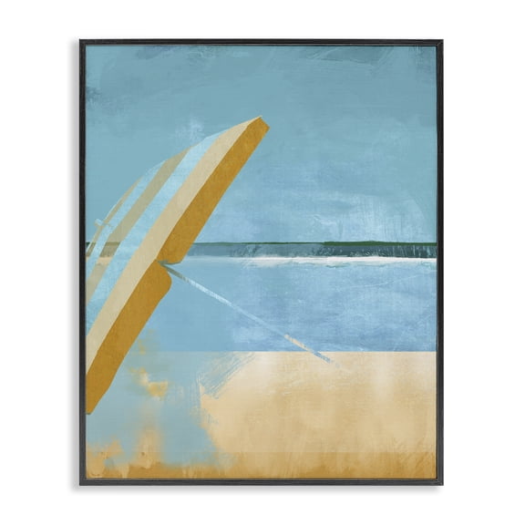 Stupell Industries Coastal Sunny Beach Umbrella Sea Horizon Minimalist Black Framed Giclee Art, 11 x 14, by Porter Hastings