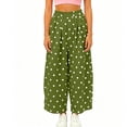 thumbnail image 3 of Favoffer Women's Casual Pants Elastic Waist Polka Dot Print Pocket Comfortable Long Linen Pants Wide Leg Pants for Work Travel Shopping Lounging, 3 of 6