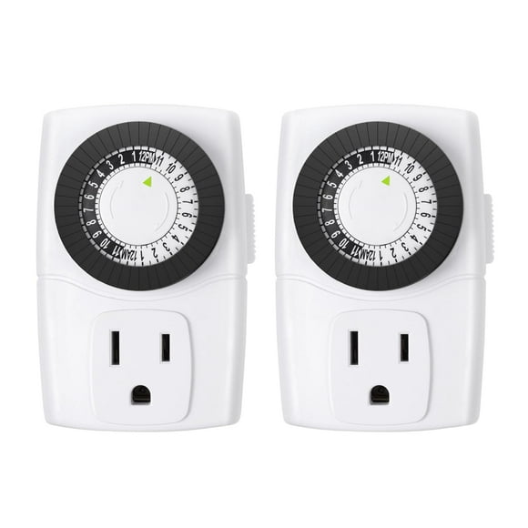 BND-60/U47 Indoor Mini 24-Hour Mechanical Outlet Timer, 3-Prong, 2-Pack