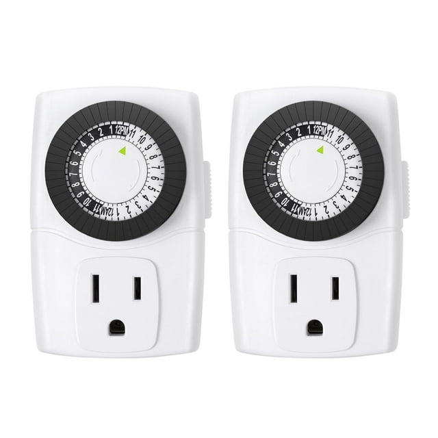 ZJQYDS BND-60/U47 Indoor Mini 24-Hour Mechanical Outlet Timer, 3-Prong, 2-Pack