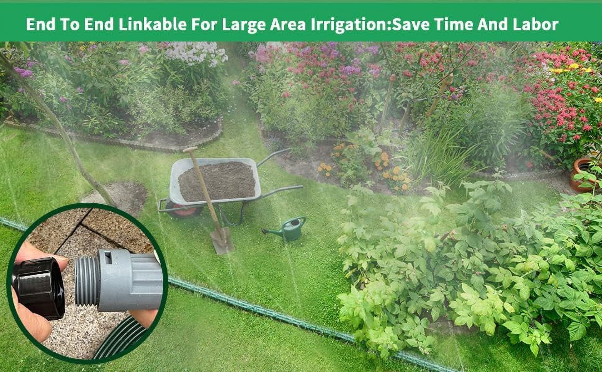 2025 Sprinkler Hose & Soaker Hose for Yard - 100 FT Reinforced Flat Garden Hose with Holes, Heavy Duty No-Kink Lawn Irrigation Hose (Includes Stakes, High Pressure Spray)