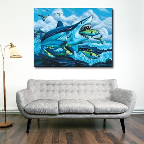 David Dunleavy /'Shark Fest/' Canvas Wall Art Extra Large