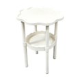 thumbnail image 3 of Flower Shape Small End Table, 2 Tier Modern Coffee Table with Lower Shelf, Plastic Small Bedside Nightstand for Living Room Bedroom Balcony Indoor Outdoor, #002-White, 3 of 8