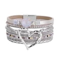 thumbnail image 2 of YYKihy Women Leather Cuff Bracelet Set Multilayer Wrap Bracelet Crystal Heart Bracelet Clasp Bracelet For Women, 2 of 5