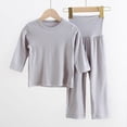 thumbnail image 2 of LUOGENLI 4T Girl Summer Outfits Girls Clothes Summer Solid Knit Short Sleeve T Shirt Tee Flare Pants Set Toddler Bottoms Outfit Little Girls Outfits Light Gray 5-6 Years, 2 of 3