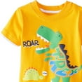thumbnail image 3 of TAIAOJING Toddler Baby Boys Cartoon Outfit Set Kids Dinosaur T Shirt Grid Short Sleeve Tops Shorts Clothes Set 5-6 Years, 3 of 3