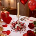 thumbnail image 3 of Valentine's Day Candle Ring Floral Centerpiece With Flickering LED Lights For Dinner Table Decorations And Home Party, 3 of 6