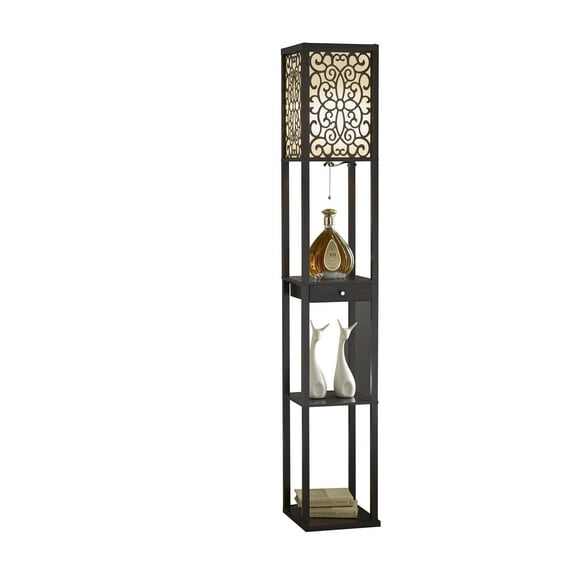 Artiva USA A808101EX Lampe de Sol Étagère avec Tiroir, 63 Pouces, Expresso
