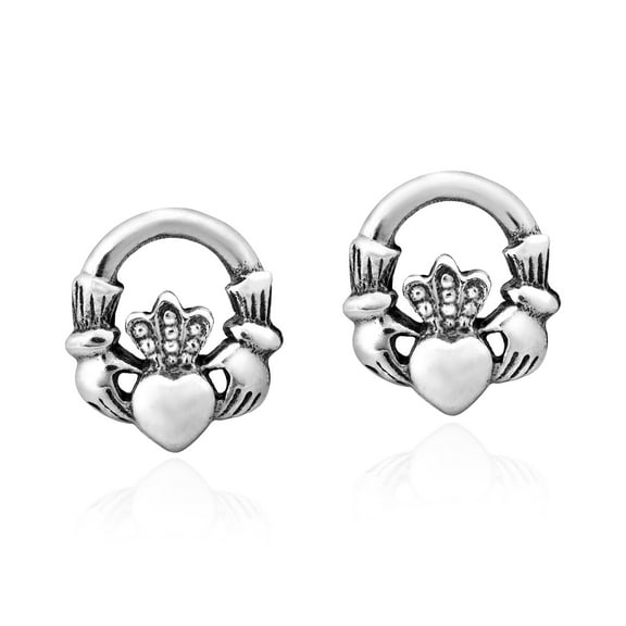 A Promise of Love .925 Sterling Silver Claddagh Symbol Stud Earrings