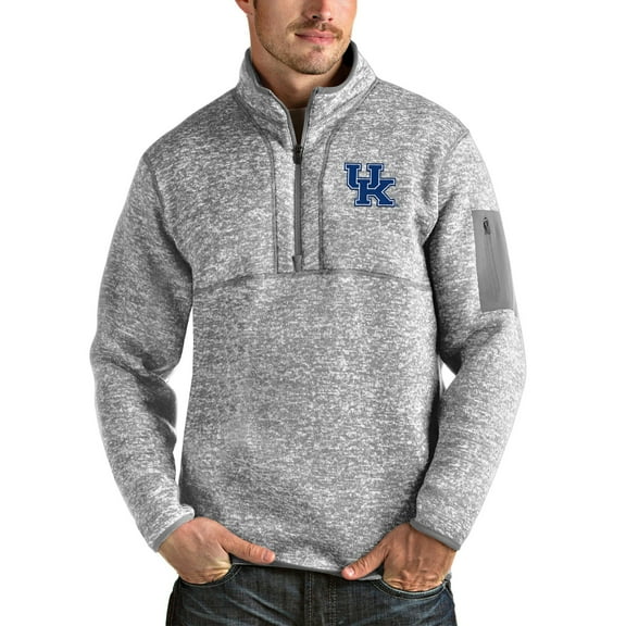 Men's Antigua Heathered Gray Kentucky Wildcats Fortune Half-Zip Pullover Jacket