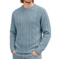 thumbnail image 2 of Miqool Men's Pullover Sweater Cable Knit Chunky Sweater Classic Casual Crewneck Sweaters with Ribbing Edge, 2 of 9