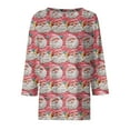 thumbnail image 6 of WTOBBY Women's Casual Round Neck 3/4 Sleeve Loose Printed T-Shirt with Christmas Elements, Ladies Holiday Theme Top for Everyday Wear, Comfortable Fashion Blouse,Pink 2XL, 6 of 6