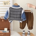 thumbnail image 5 of Toddler Boys Knit Vest Set with Long Sleeve Shirt and Elastic Waist Pants for Casual Daily Wear Outfits, 5 of 7