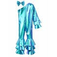 thumbnail image 4 of TTAO Toddler Girls Holographic Full Body Suit Disco Outfit Metallic Hippie Jumpsuit Sparkly Flare Pants Romper Blue 3-6 Months, 4 of 7