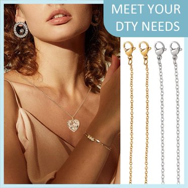 LZD 304 Stainless Steel Chain Necklace With Cross Pendant, Gold Ion Plating, 17.5 Inches