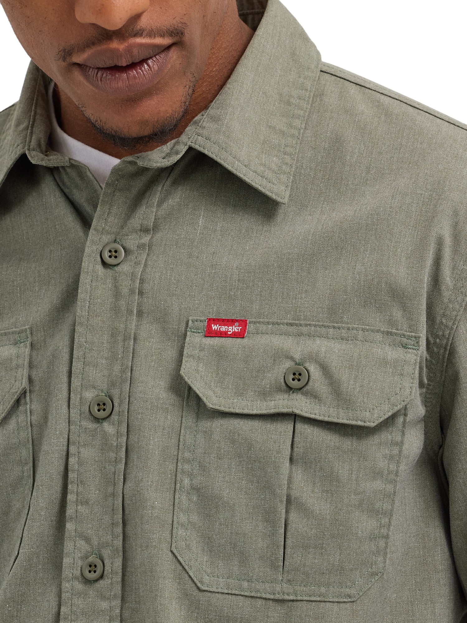 Wrangler® Men's and Big Men's Relaxed Fit Long Sleeve Woven Shirt, S-5XL