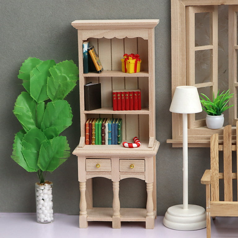 Miniature Bookshelf Diy Kit Dollhouse 1 12 Diy Kit, Display Shelf, Book  Case, Diorama, Roombox, One Inch Scale Furniture, Miniature Library 