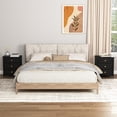 thumbnail image 6 of Kepooman Black Nightstand with 3 Drawers, Night Stand for Bedroom, Small Dresser with Fabric Bins, Leather Finish, 6 of 9