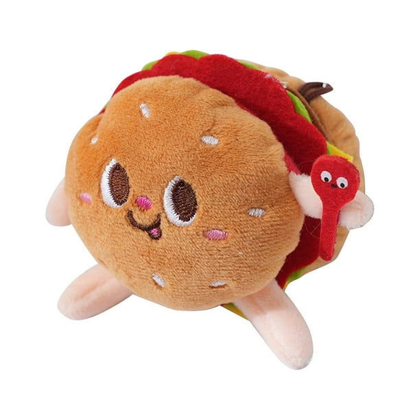 Llavero con dibujos animados de hamburguesa, perrito caliente francés y muslo de pollo