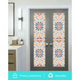 thumbnail image 5 of Window Privacy Film Colorful Geometric Stained Glass Window Film Decorative Sun Block Window Cover Vintage Country Abstract Plaid Window Clings Static Adhesive Sticker for Bathroom 23.6"x78.7", 5 of 7