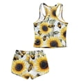 thumbnail image 5 of Xoenoiee Sunflower Bee Print Girls Tankini Swimsuit 2 Piece Bathing Suits Swimwear for Girls Round Neck Swim Tank Top with Bottoms, 6-7 Years, 5 of 7