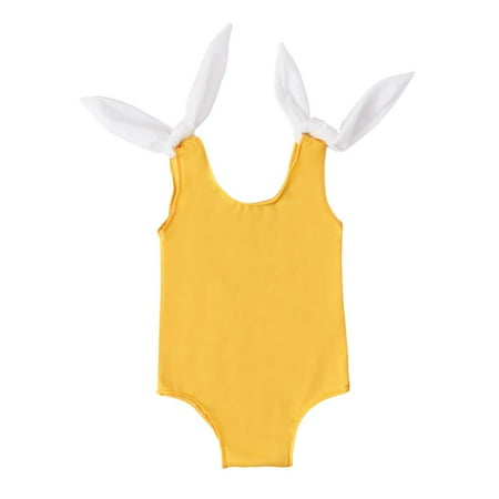 

Fesfesfes Toddler Kids Baby Girls Lace Up Straps Swimsuit Solid Color Swimsuit Open Back One-piece Bathingsuit Swimdress