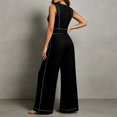 thumbnail image 7 of Womens 2 Piece Color Blocked Suits Sleeveless Crew Neck Tops Wide Leg High Waist Trousers Summer Comfy Fashion Set Black L, 7 of 7