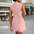 thumbnail image 5 of Womens 2025 Summer Satin Mock Neck Wedding Guest Party Cocktail Mini Dress Sleeveless Wrap Formal Dresses, 5 of 8