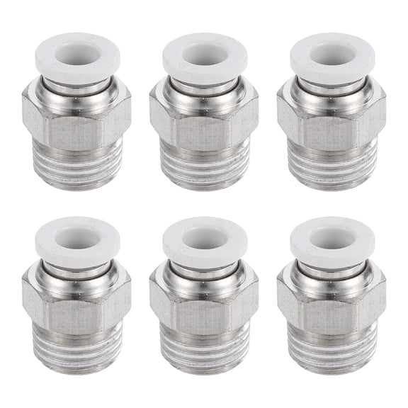 6 Pack Pneumatic Fitting, PC6-02 6mm Tube OD x 1/4 Inch PT Push to Connect Pneumatic Tube Fittings, Straight Through Fitting for 3D Printer, White