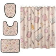 thumbnail image 2 of 4-Piece Bathroom Set with Waterproof Shower Curtain with Non-Slip Bath Mat, U-Shaped Mat & Toilet Lid Cover Pastel Pink Witchy Items, 2 of 8