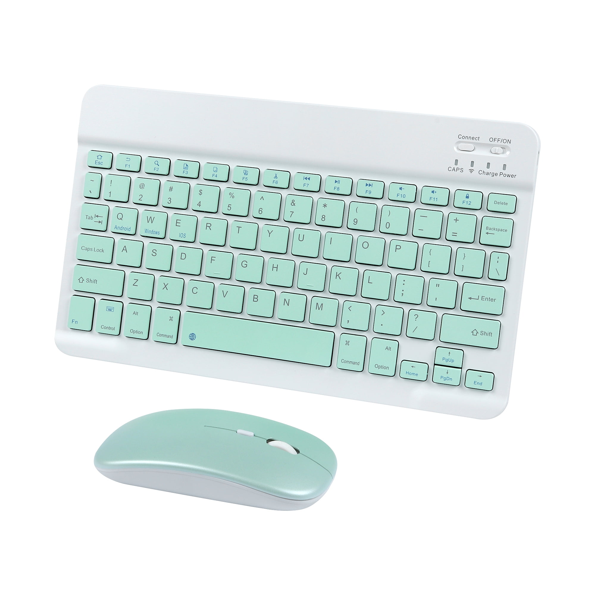 Dpisuuk 10 inch Wireless Bluetooth Keyboard Mouse Comb, Ultra-Slim Rechargeable Wireless Keyboard and Mouse Set for iOS Android Windows