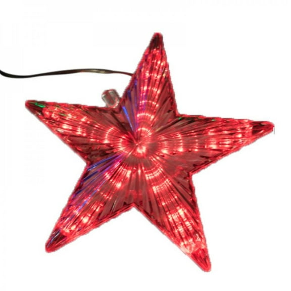Popvcly 1Pc LED Light up Christmas Tree Topper Star Xmas Tree Ornaments Party Home Decorations, Red