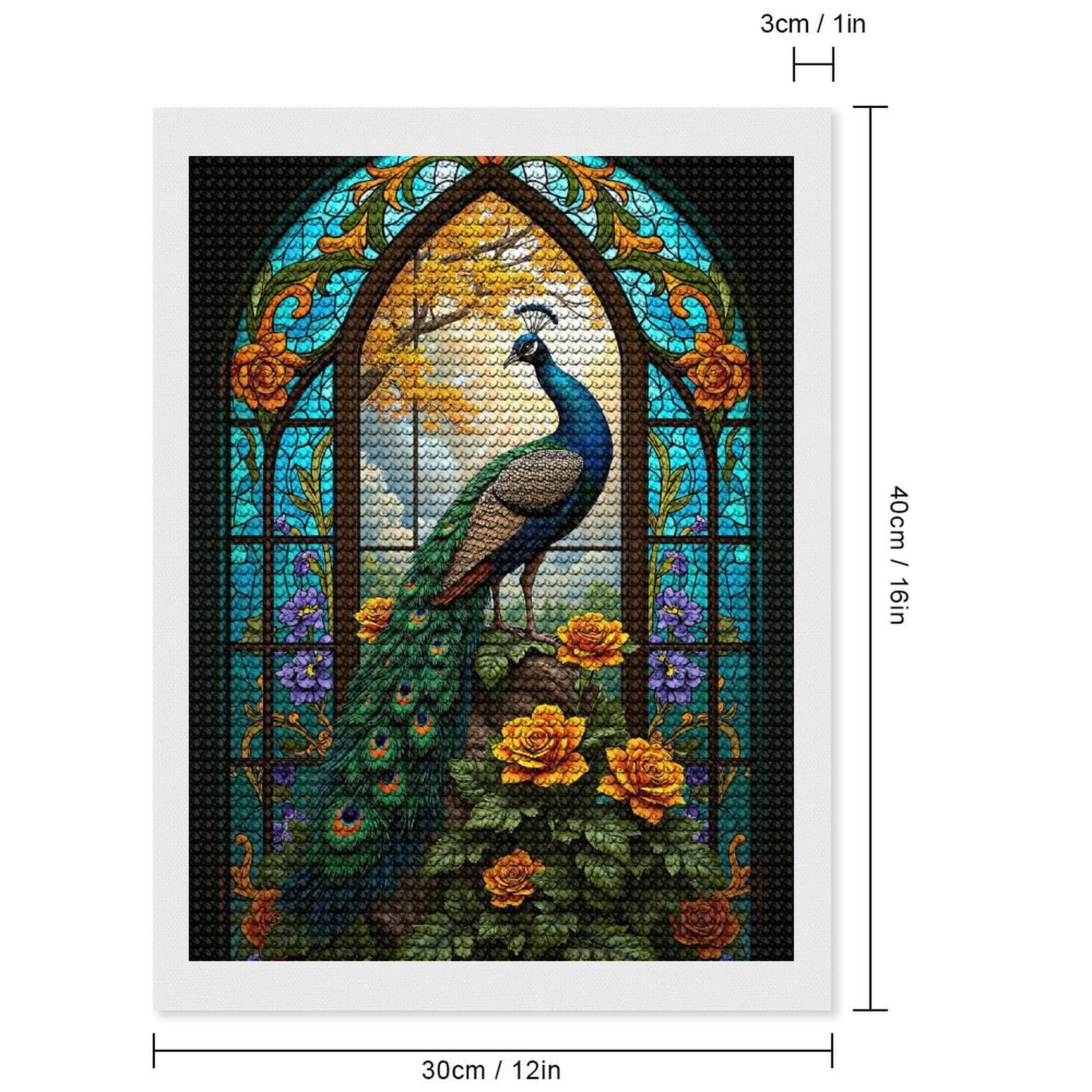 Diamond Art Kits for Adults, Majestic Bird Vibrant Stained Glass 5D Diamond Painting Kits for Adults Beginners, DIY Full Drill Diamond Painting, Gem Art and Crafts 12x16