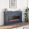 thumbnail image 1 of Novogratz Waverly Wide Mantel with Linear Electric Fireplace & Crystal Ember Bed, White Marble, 1 of 7