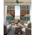 thumbnail image 6 of Western Texas Star Retro Kitchen Curtains Country Farmhouse Teal Brown Wood Grain Cafe Short Curtains for Bathroom Blackout Window Curtain Small Window Treatment Drapes for Bedroom 42"x45"x2, 6 of 9