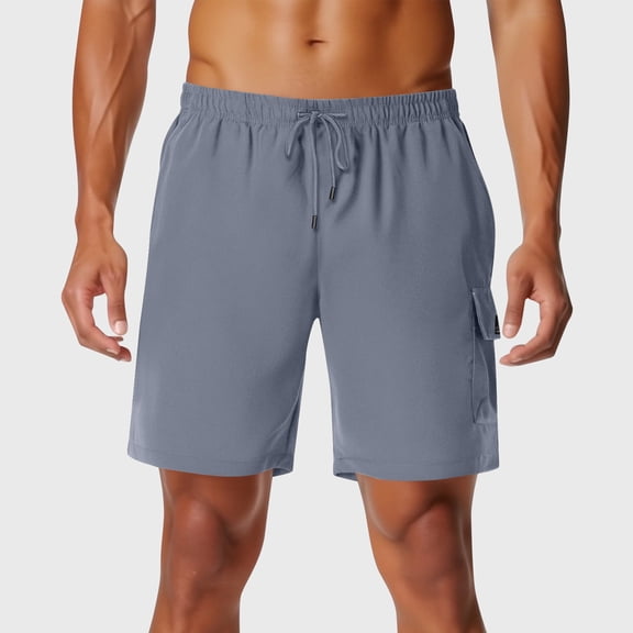 Yaoyar Mens Classic Fit Walking Hiking Shorts Casual and Fashionable Solid Color Summer Drawstring Elastic Waist Shorts