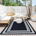 thumbnail image 4 of Haperlare Modern Bordered Outdoor Rug, 8'x10' Waterproof Reversible Patio Rug Plastic Straw Rug Outdoor Camping Carpet for RV Porch, Backyard, Deck, Picnic, Beach, Dark Blue, 4 of 8