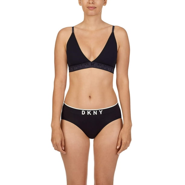 DKNY Women's Seamless Litewear Rib Bralette, Black, Large