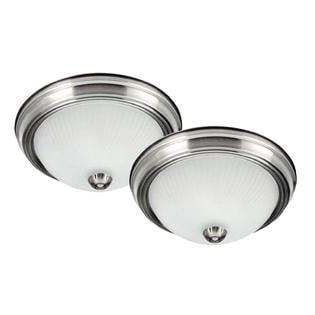 2-Pack Brushed Nickel Flush Mount Ceiling Light Fixture 11-inch, Frosted Glass