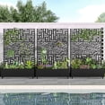 thumbnail image 2 of MAYEERTY 3-Set 47*16" Outdoor Black Metal Planter Box with Trellis for Climbing Plants,Street & Leafy Pattern, 2 of 8