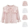 thumbnail image 7 of ZACPNCV Girls Button Down Shirt for Kids Peter Pan Collar Ruffle Blouse Pink 4-5 Years, 7 of 7