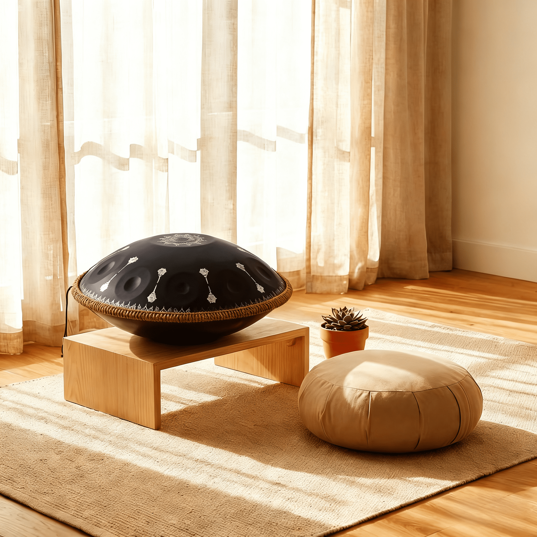 10 Notes Mandala Pattern Black Handpan Drum Decorative Steel Percussion Instrument