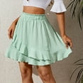 thumbnail image 5 of Elainilye Fashion Ruffle Mini Skirt Solid Color Dress High Waist Ruffles Irregular Ruched Design Skirt,Green, 5 of 9