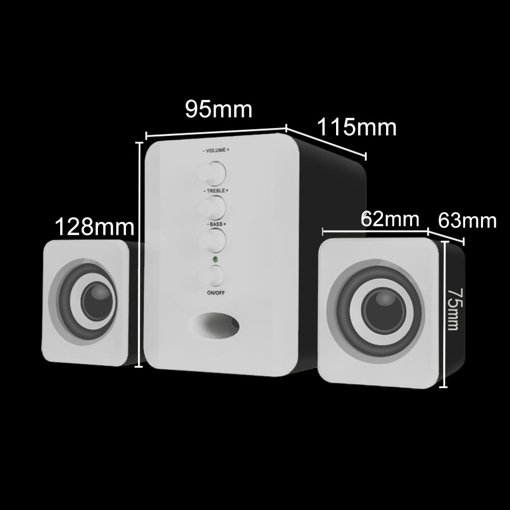 Mini USB 2.1 Wired Combination Speaker Bass Music Subwoofer for Desktop Laptop Notebook Tablet PC Smart Phone