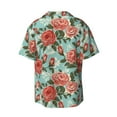 thumbnail image 5 of Salouo Rose Flowers Pattern Cuban Collar Shirts for Men Button-Down Shirt Men's Short Sleeve Shirts Hawaiian Shirts Casual Shirts -X-Large, 5 of 6
