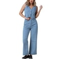 thumbnail image 2 of Conjunto de 2 piezas de chaleco de mezclilla y jeans de mujer INSPIRE CHIC, color azul claro L, 2 of 5