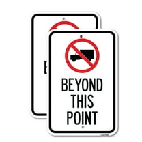 (2 Pack) No Truck Sign (No Truck Graphic) Beyond This Point | 18" X 24" Heavy-Gauge Aluminum Sign | Rust Free Aluminum, Weather Resistant, Waterproof, Fade Resistant, 2 Pre-drilled